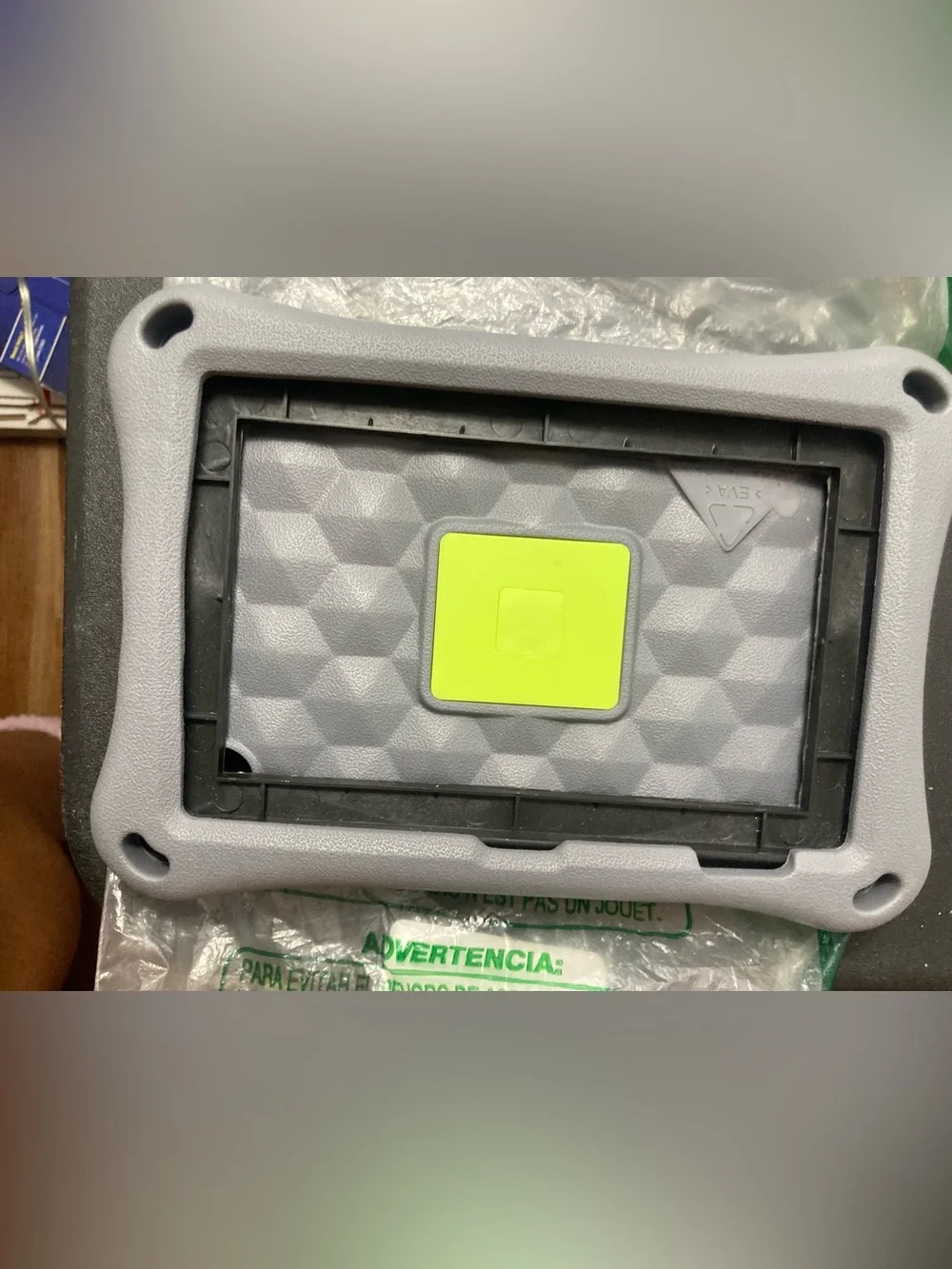 Rugged Gray Kids Tablet Case with Yellow Accent